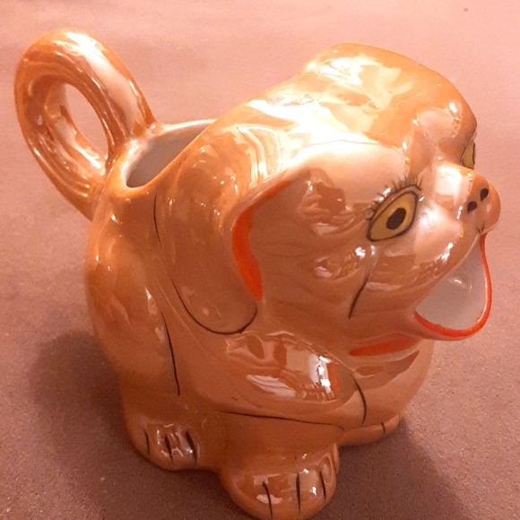 Antique Japanese luster bull dog cream & sugar - Picture 2 of 5